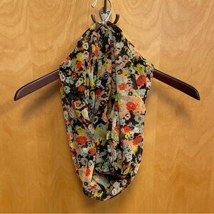 Floral Ditsy Print Infinity Scarf Lightweight Semi-Sheer, EUC